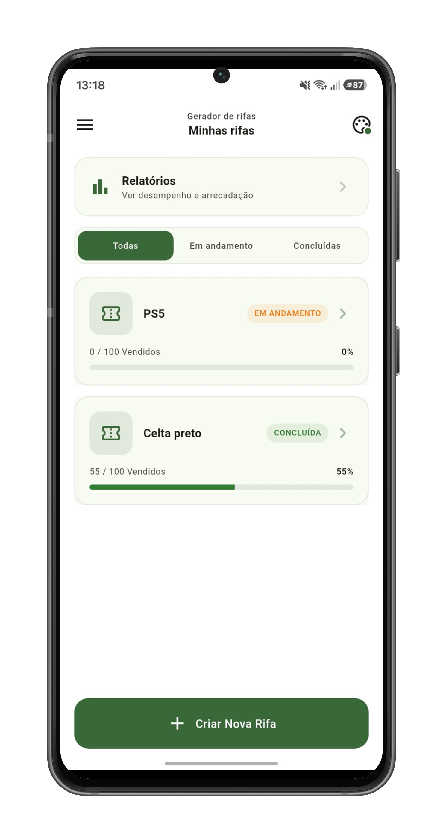 Lista de rifas no Gerador de Rifas